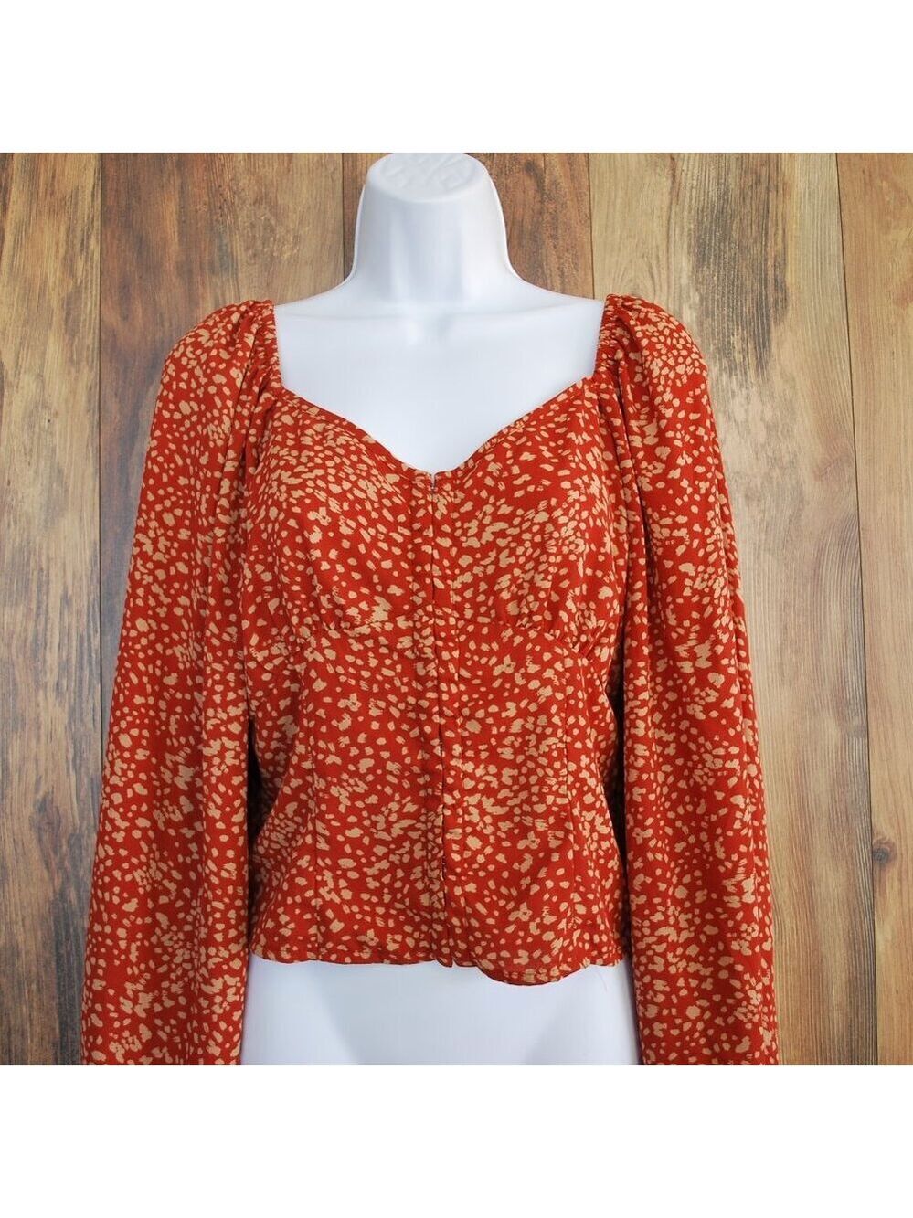 Sienna Sky Women's Burnt Orange Full Button Front Clasp Blouse L